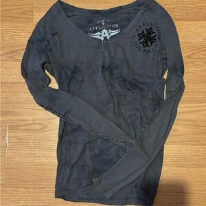 Affliction top - long sleeve - ripped sleeve design